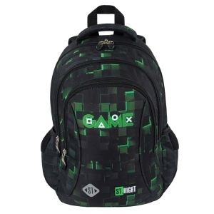Ghiozdan, St.Right, 3 Compartimente, Impermeabil, Green Game BP77, 43x29x20cm