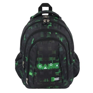 Ghiozdan St.Right, 4 Compartimente, Ergonomic, Impermeabil, Green Game BP04 43x32x20cm