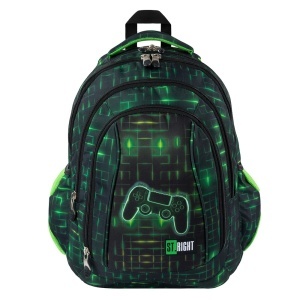 Ghiozdan St.Right, 4 Compartimente, Ergonomic, Impermeabil, Neon Pad BP04 43x32x20cm