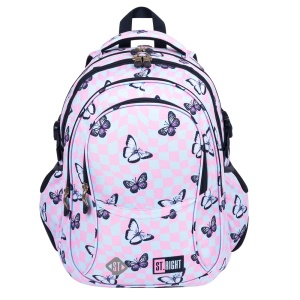 Ghiozdan St.Right, Ergonomic, Impermeabil, Colectia - Chess Butterflies BP01, 43x32x21cm