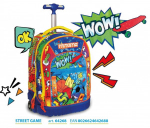 Ghiozdan Tip Troler, Mitama, Roti Silicon, Baza Intarita, Compartiment Bretele, Impermeabil, 47x34X21, Colectia Run Boys Street Games - Img 2