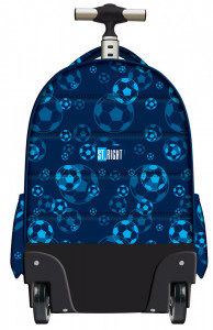 Ghiozdan Tip Troler, St.Right, Roti de Silicon, Impermeabil, Colectia Blue Soccer Balls, TB01, 44x32x25cm - Img 2