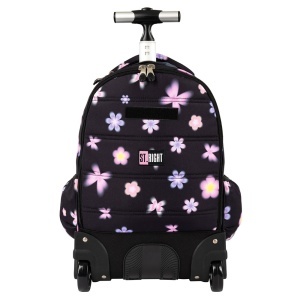 Ghiozdan tip Troler St.Right TB01, Flower Mood, Roti Silicon, Impermeabil, 44x32x25 cm - Img 5