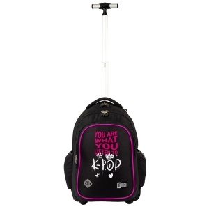Ghiozdan tip Troler St.Right TB01, K-Pop Rhythm, Roti Silicon, Impermeabil, 44x32x25 cm - Img 5