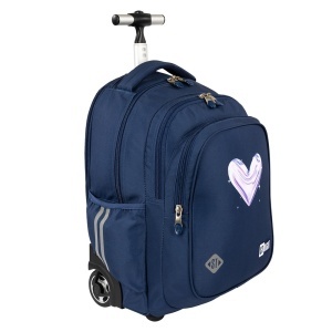 Ghiozdan tip Troler St.Right TB01, MoonLight Heart, Roti Silicon, Impermeabil, 44x32x25 cm - Img 2