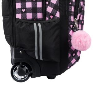 Ghiozdan Troler, St.Right, Roti Silicon, Impermeabil, Pink Checkered TB01, 44x32x25cm - Img 5
