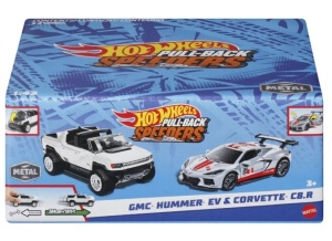 Set 2 masinute metalice Hot Wheels Pull Back- Gmc Hummer Ev si Corvette C8R 1:43 - Img 1
