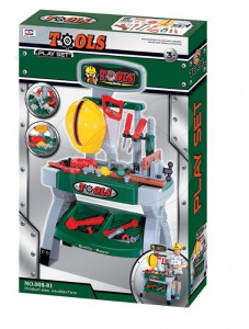 Banc de Lucru, MalPlay, Gri-Verde, cu Scule si Casca, 71cm - Img 2