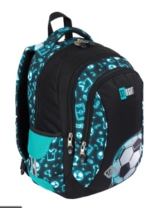 Ghiozdan Prescolari, St.Right, 3 Compartimente, Impermeabil, Neon Football BP26, 39x27x17cm