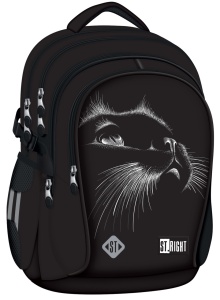 Ghiozdan Scolar St.Right BP01 Black Cat, 4 Compartimente, Ergonomic, 43x32x21cm