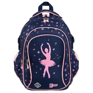 Ghiozdan Scolar St.Right BP01 Pink Ballerina, 4 Compartimente, Ergonomic, 43x32x21cm