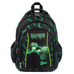 Ghiozdan Scolar St.Right BP04 - Green Level, 4 Compartimente, Ergonomic, 43x32x20cm