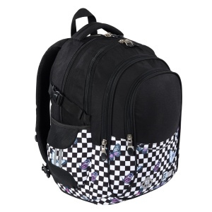 Ghiozdan St.Right, 4 Compartimente, Impermeabil, Chessboard Butterflies BP01, 43x32x21cm - Img 2