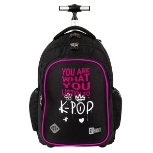 Ghiozdan tip Troler St.Right TB01, K-Pop Rhythm, Roti Silicon, Impermeabil, 44x32x25 cm