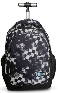 Ghiozdan tip Troler St.Right TB01, Race Check, Roti Silicon, Impermeabil, 44x32x25 cm