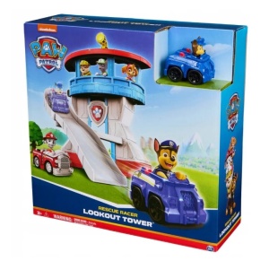 Set de Joaca Spin Master, Turn de veghe 25cm, Paw Patrol cu tobogan și mașinuță Chase, 3+
