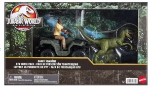 Set Figurine Jurassic World Legacy, Mattel, Barry Sembene, ATV, Velociraptor, Charlie, 21.5x37cm - Img 1