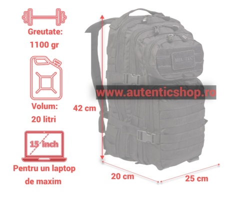 RUCSAC MILITAR MIL-TEC LASER-CUT Marime S 20 litri - Verde Inchis - SKU 14002601 - Img 3