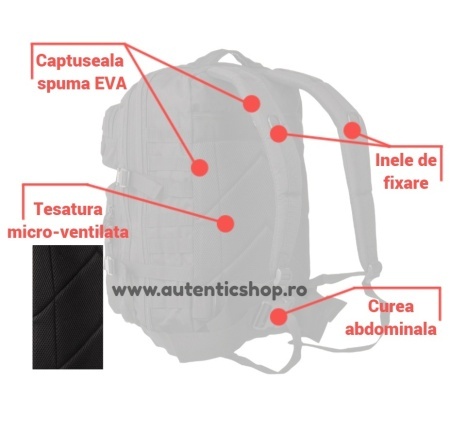 RUCSAC MILITAR MIL-TEC LASER-CUT Marime S 20 litri - Negru - SKU 14002602 - Img 4