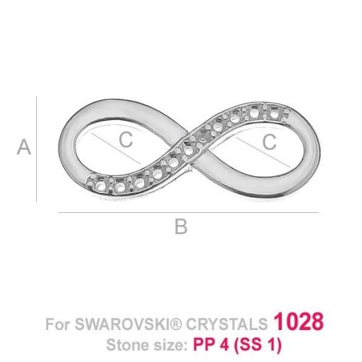 Link infinit, argint 925 pentru swarovski 1028 pp4 (ss1)