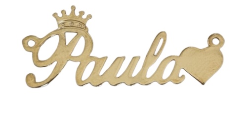 placa con nombre paula plata 925 chapada en oro