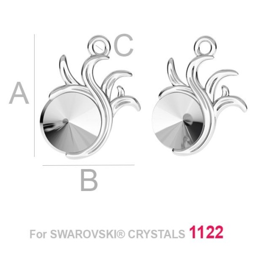 pandant ,argint 925 pentru rivoli de 8 mm