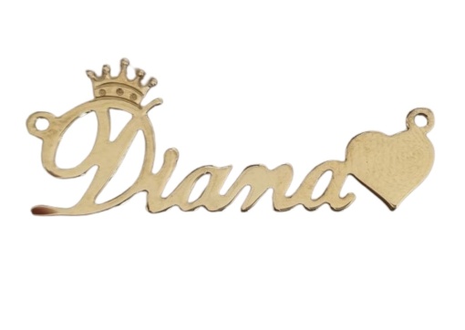 placa con nombre plata 925 chapada en oro diana
