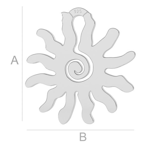 pandant soare ,argint 925 A17,70 mm B17,30 mm C1,20 mm