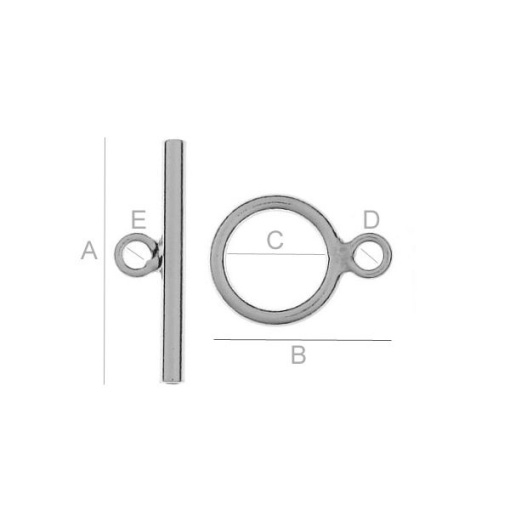 clasp, silver 925 A19,00 mm B14,00 mm C7,50 mm D2,00 mm E2,00 mm