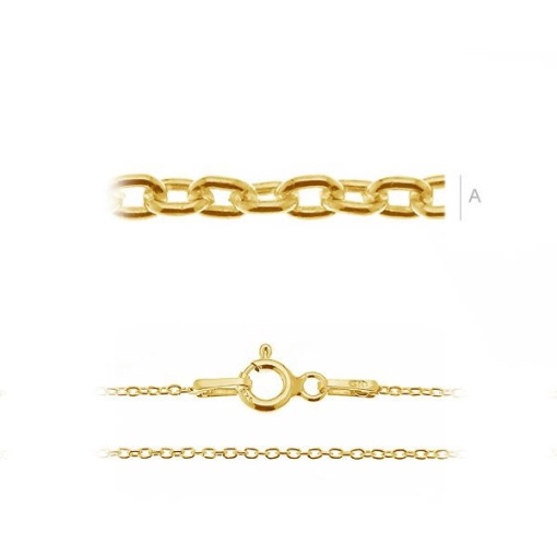 Lant argint 925 placat cu aur 24k 38 cm, greutate 0,92 grame