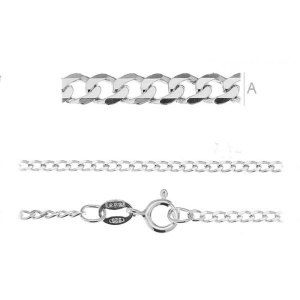 925 sterling silver chain, 40 cm, 1.85 mm - Img 2