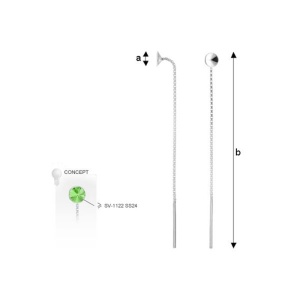 baza cercei, argint 925 pentr swarovski 1122 4.5 *63 mm / buc - Img 2