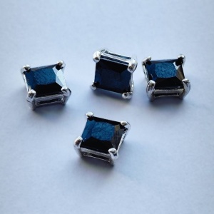 Black jet crystal connector, 925 silver, 7.65 mm