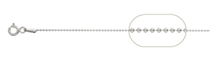cadena de bolas 1mm longitud 38 cm, plata 925, peso 1,21 gramos