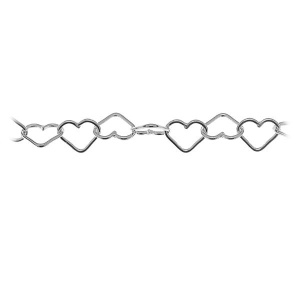 Cadena de corazones por metros plata de ley 925, 0,5 m