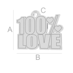 Charm Love argint 925, 14 x 11 mm - Img 2