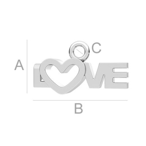 Colgante love plata 925, 15,5 mm - Img 2