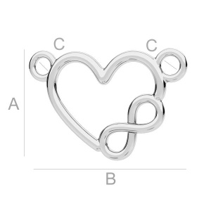 Conector corazón infinito plata 925, 19,1 mm