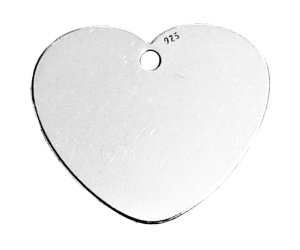 Corazón, plata de ley 20 mm grosor 0,4