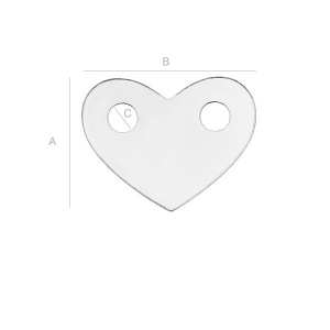 Eslabón corazón plata de ley 925,12*15 mm