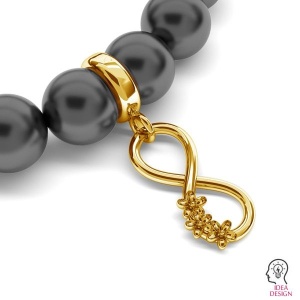 Infinity with flowers, 925 silver, 16 x 7.7 mm - Img 2