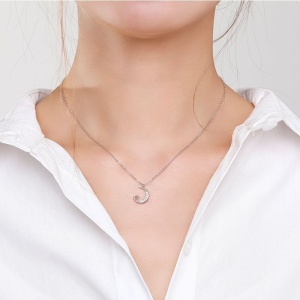 necklace 40.5 cm sterling silver 925 rhodium-plated moon  - Img 3