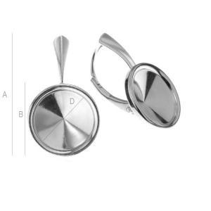 pancake,silver 925 A24,0 mm B15,0 mm C2,00 mm D12,00 mm, a - Img 1