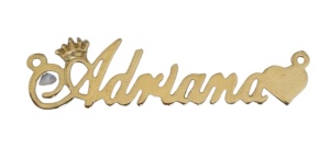placa con el nombre adriana bañada en oro 925