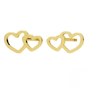 Plata dorada 925 - corazones dobles / par