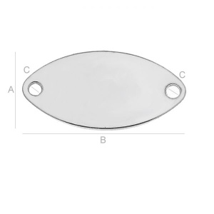 Tag, 925 sterling silver, 15 x 7.5 mm