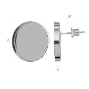 925 silver earring post, 18 x 14 mm