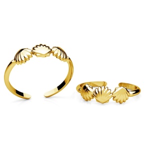 Base de anillo de conchas de plata de ley 925 bañada en oro