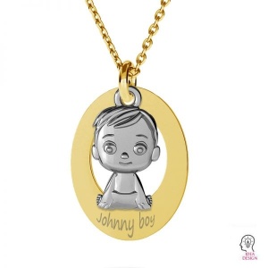 Boy pendant, 925 sterling silver, 16.2 mm - Img 2