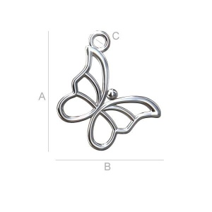 Butterfly pendant, 925 sterling silver, 14 x 15.8 mm